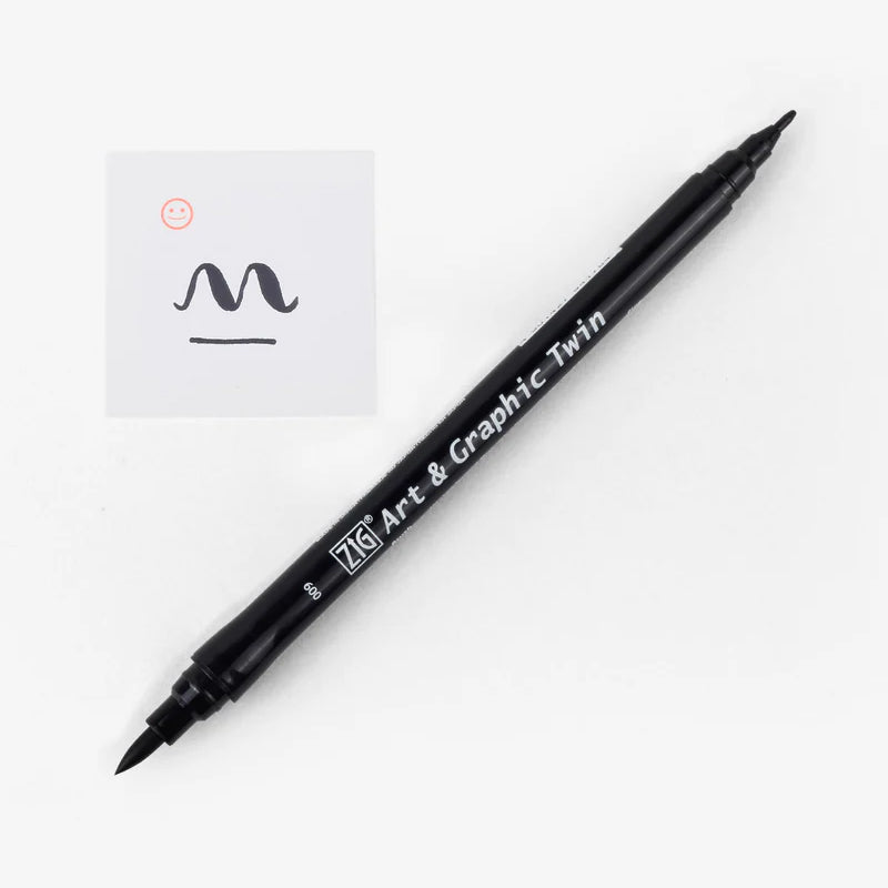 Kuretake ZIG Art & Graphic Twin Real Brush and Fine Marker (black) Kuretake ZIG Art & Graphic Twin Real Brush and Fine Marker (black)