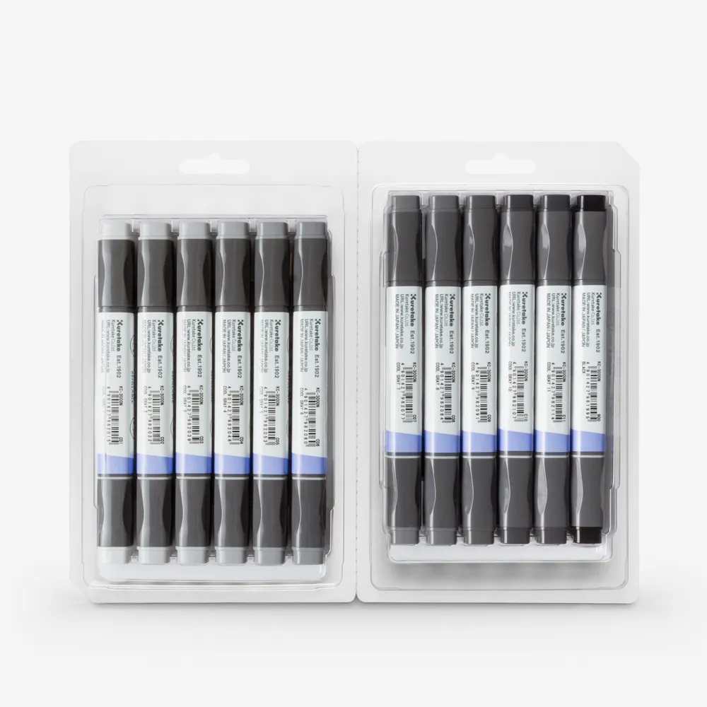 Kuretake ZIG Kurecolour Twin WS Marker Set - 12pk - Cool Gray Colours Kuretake ZIG Kurecolour Twin WS Marker Set - 12pk - Cool Gray Colours