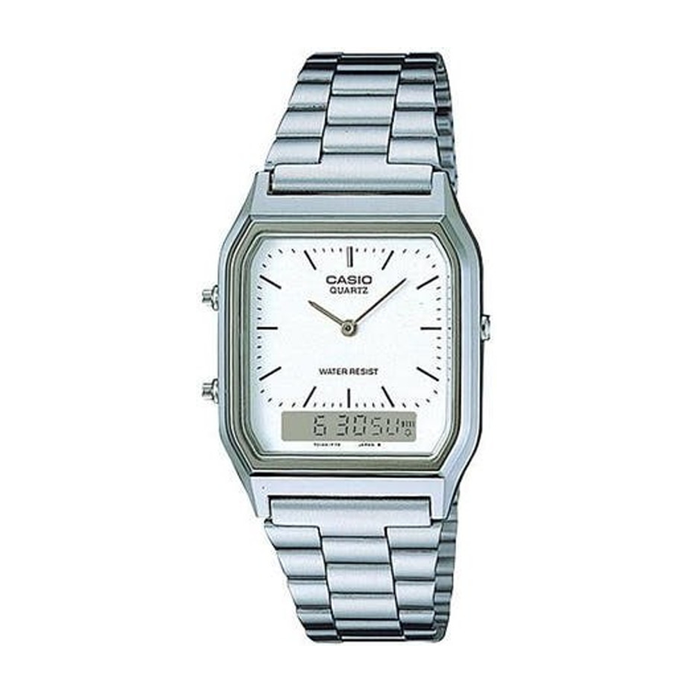 Casio AQ-230A-7DMQ Silver Band Unisex Casio AQ-230A-7DMQ Silver Band Unisex