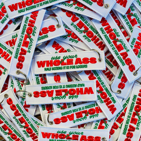 Forge Forward - Whole A$$ Embroidered Keyring (white)