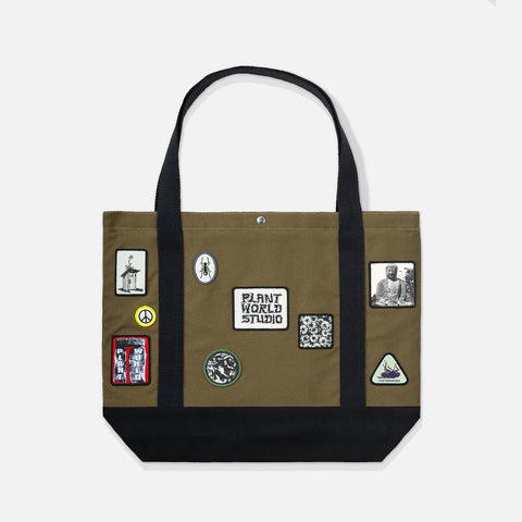 PATCHED CARRY TOTE - Olive Brown