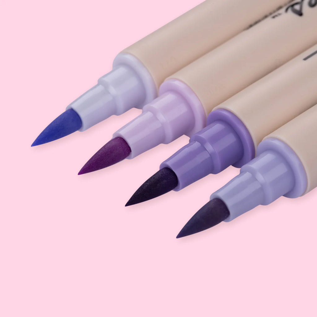 Kuretake ZIG Brushables Brush Marker Pen Set - 4 Colour Purple Set Kuretake ZIG Brushables Brush Marker Pen Set - 4 Colour Purple Set