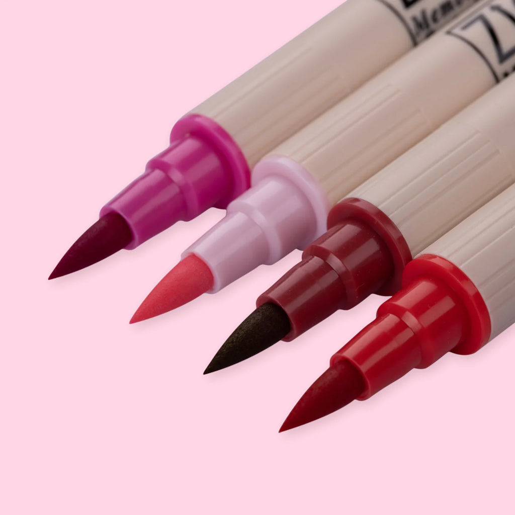 Kuretake ZIG Brushables Brush Marker Pen Set - 4 Colour Red Set Kuretake ZIG Brushables Brush Marker Pen Set - 4 Colour Red Set