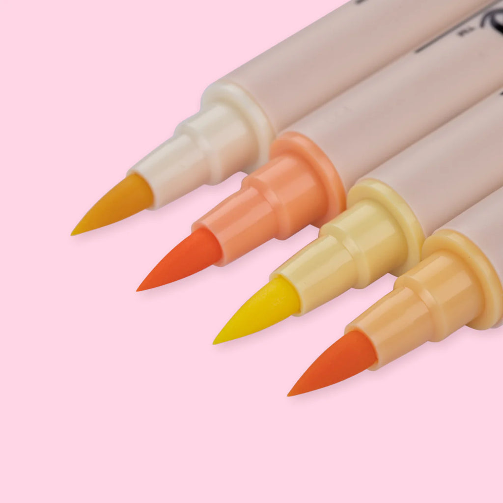 Kuretake ZIG Brushables Brush Marker Pen Set - 4 Colour Yellow Set Kuretake ZIG Brushables Brush Marker Pen Set - 4 Colour Yellow Set