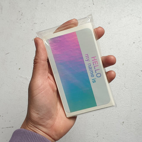 'Hello My Name Is' Holographic Stickers - 50pk
