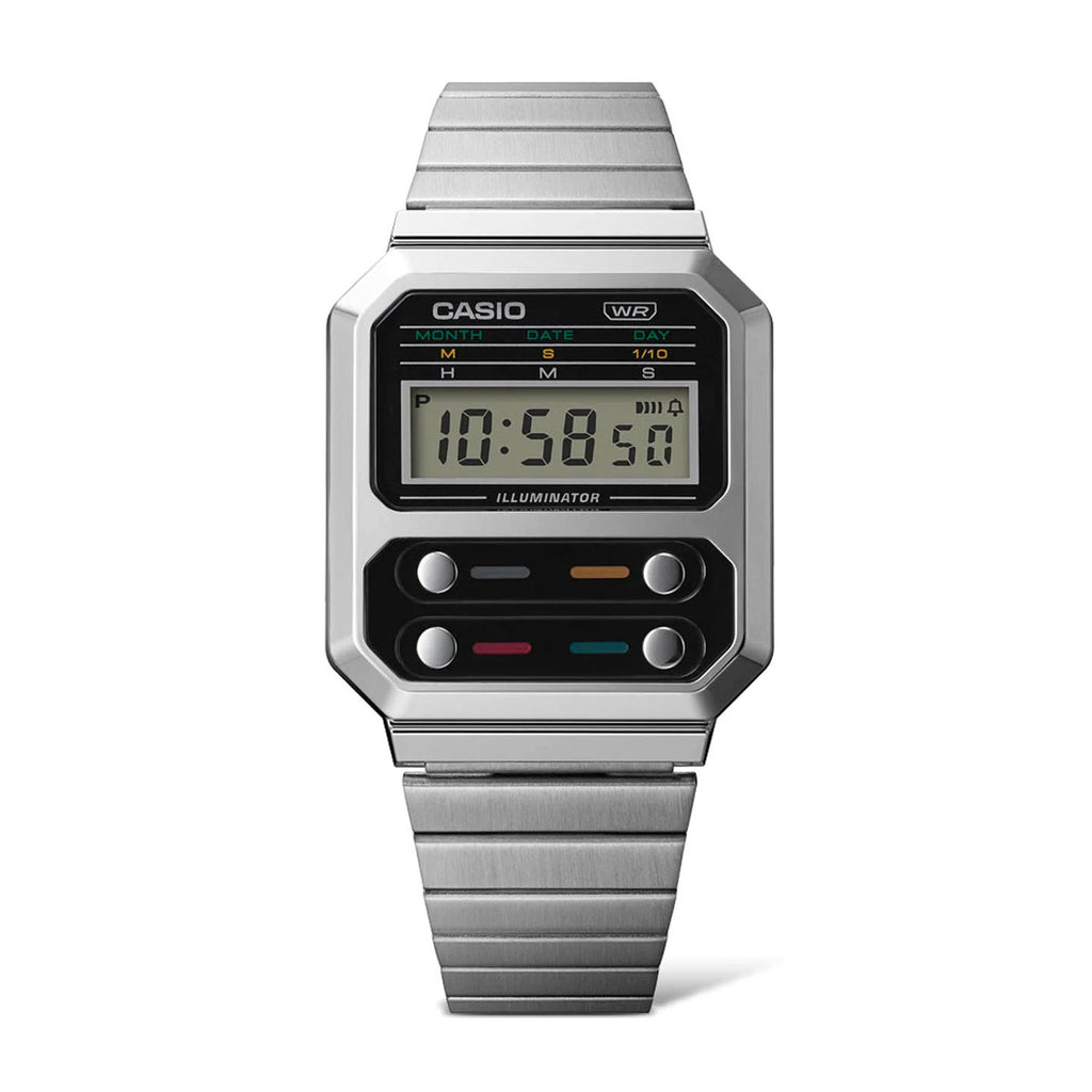 Casio A100WE-1ADF Silver Band Unisex Casio A100WE-1ADF Silver Band Unisex