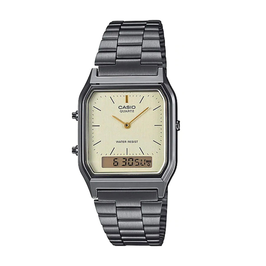 Casio AQ-230GG-9ADF Black Chrome Band Unisex Casio AQ-230GG-9ADF Black Chrome Band Unisex