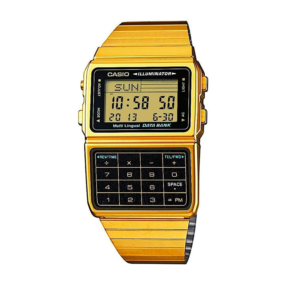 Casio DBC-611G-1DF Calculator Databank Gold Watch Unisex Casio DBC-611G-1DF Calculator Databank Gold Watch Unisex