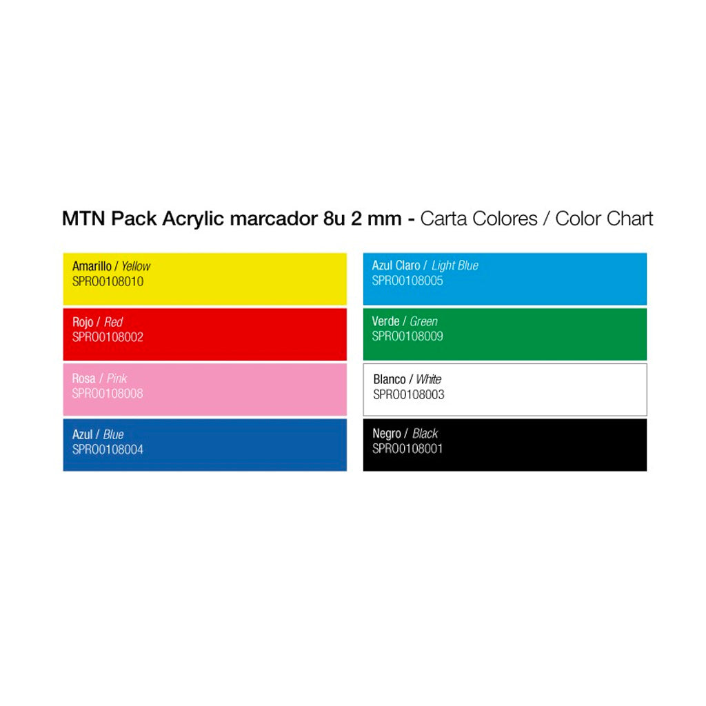 MTN Acrylic Marcador 2MM - 8PK MTN Acrylic Marcador 2MM - 8PK