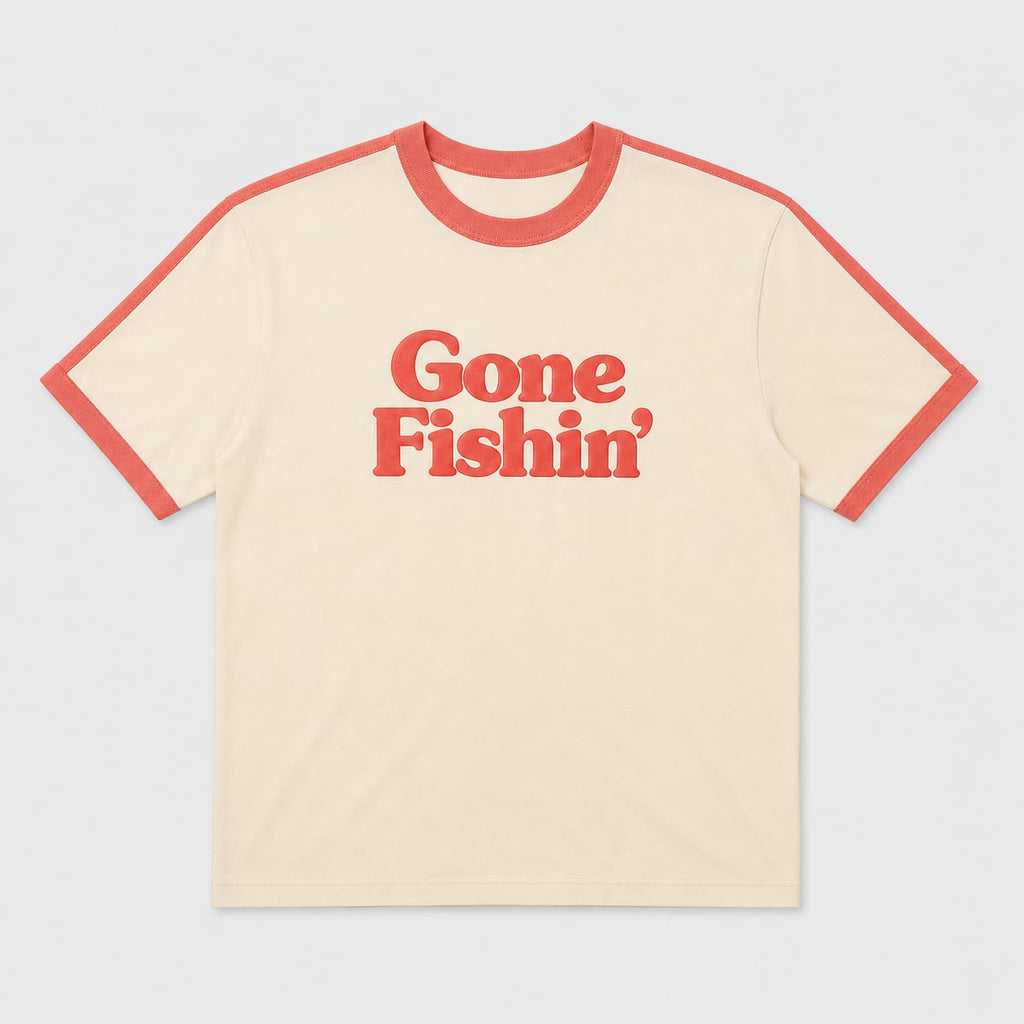 Gone Fishin' Boxy Ringer Tee