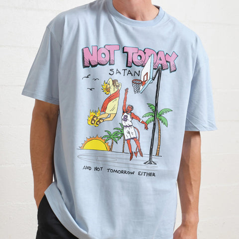 Not Today Satan Tee (pale blue)