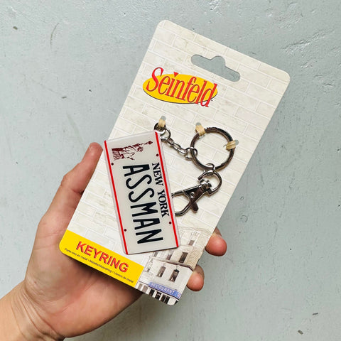 Seinfeld ASSMAN License Plate Keychain