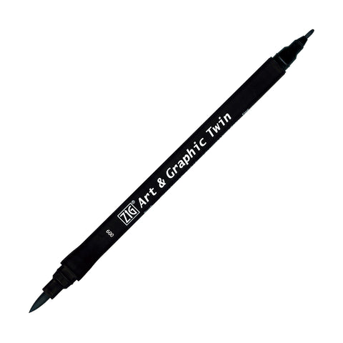 Kuretake ZIG  Art & Graphic Twin Real Brush and Fine Marker (black)