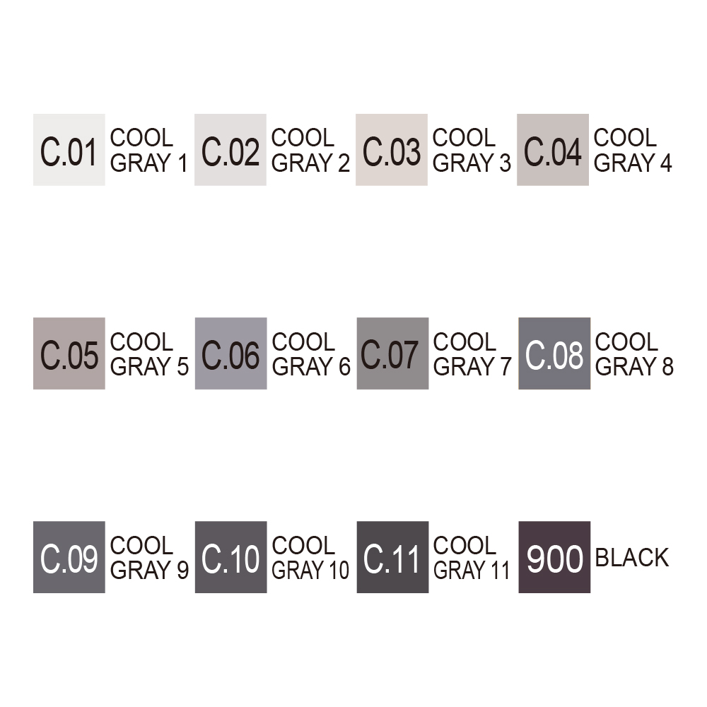 Kuretake ZIG Kurecolour Twin WS Marker Set - 12pk - Cool Gray Colours