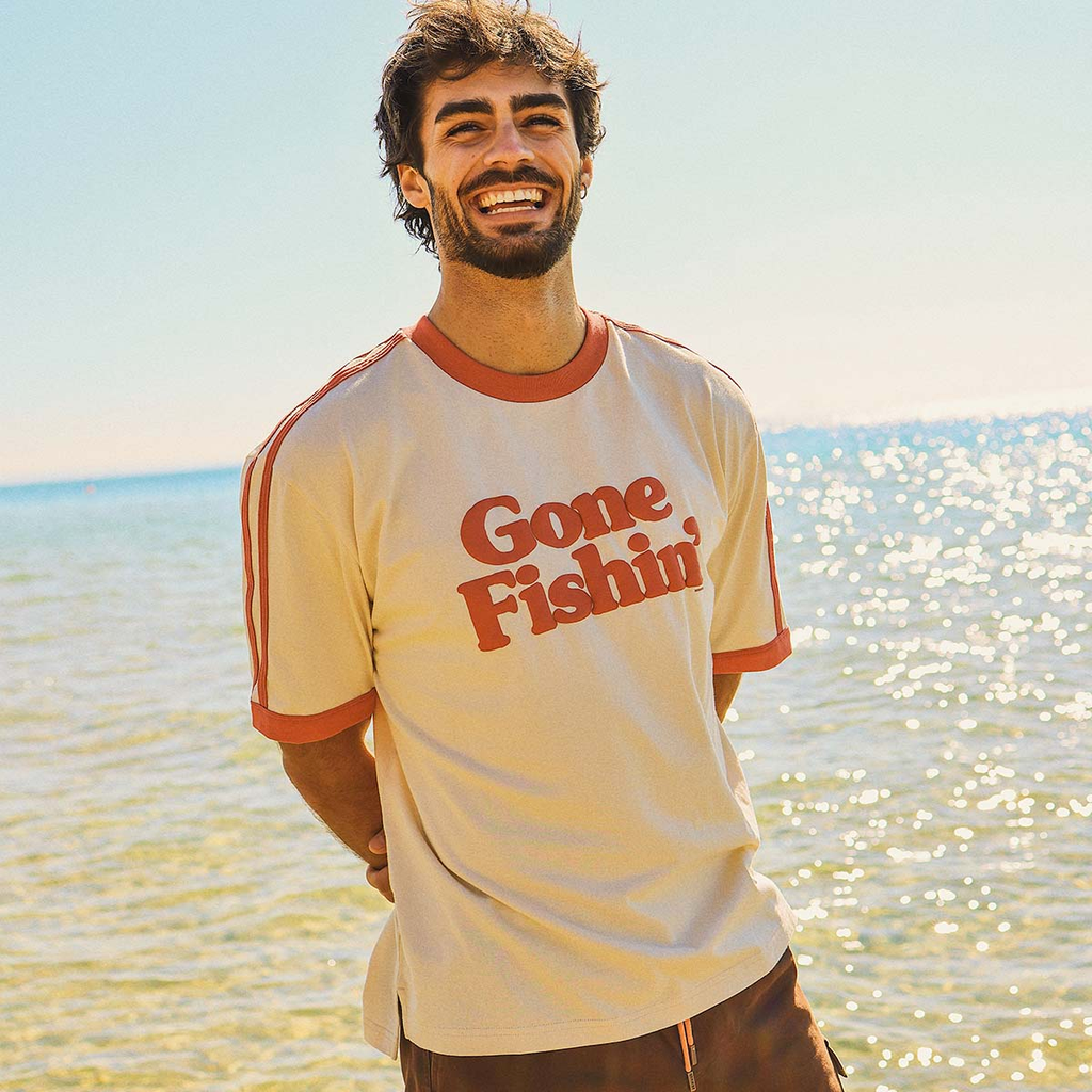Gone Fishin' Boxy Ringer Tee