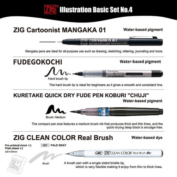 Kuretake ZIG Illustration Basic Set No.4