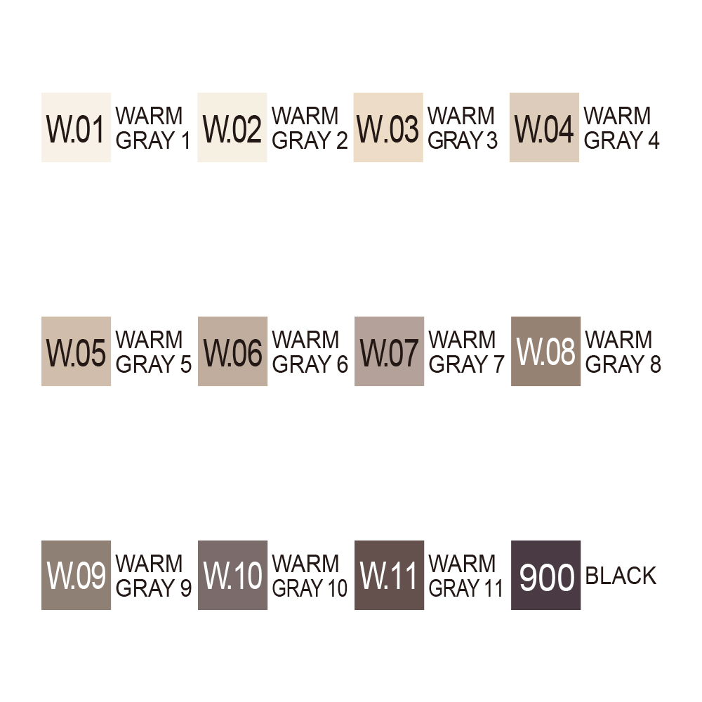 Kuretake ZIG Kurecolour Twin WS Marker Set - 12pk - Warm Gray Colours