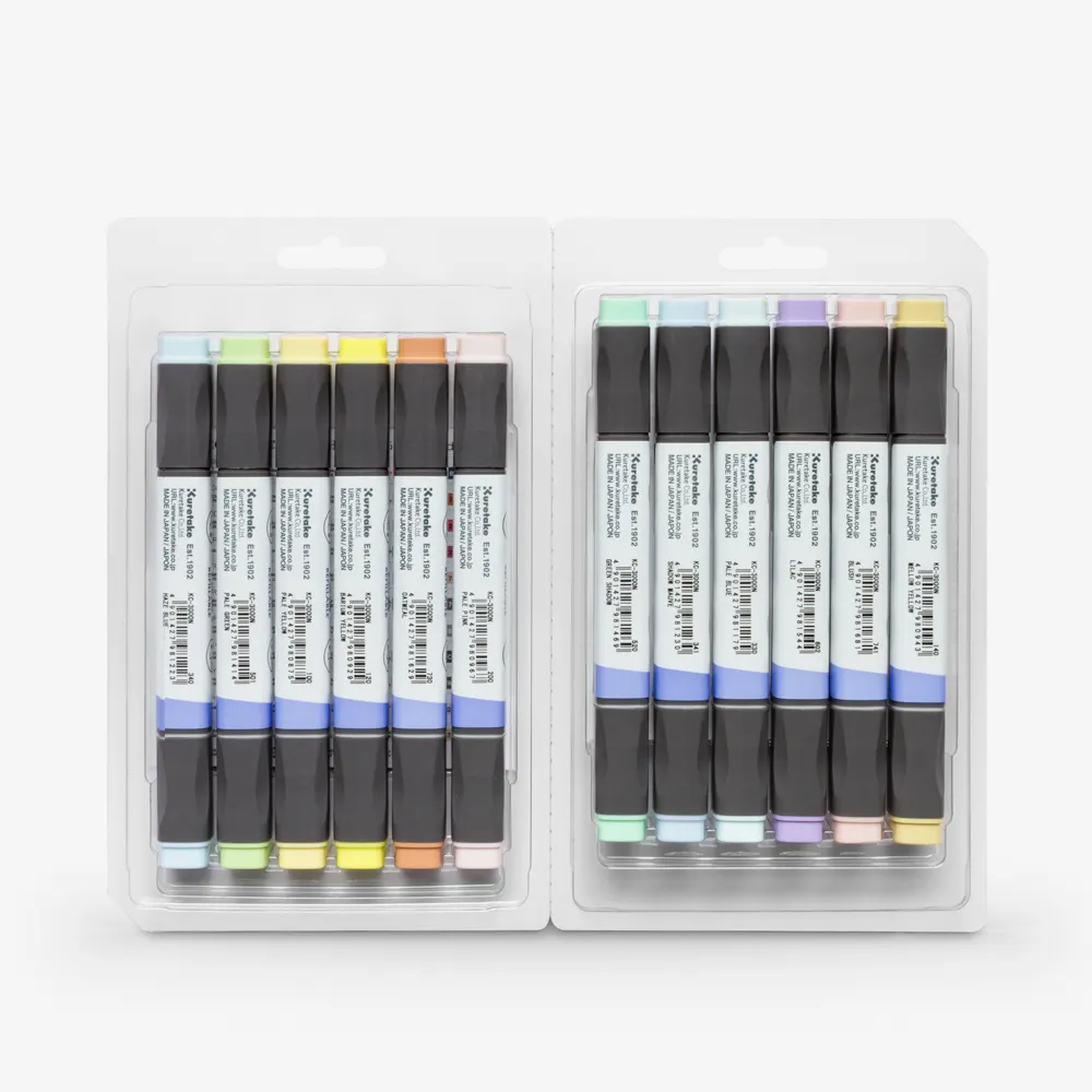 Kuretake ZIG Kurecolour Twin WS Marker Set - 12pk - Pale Colours