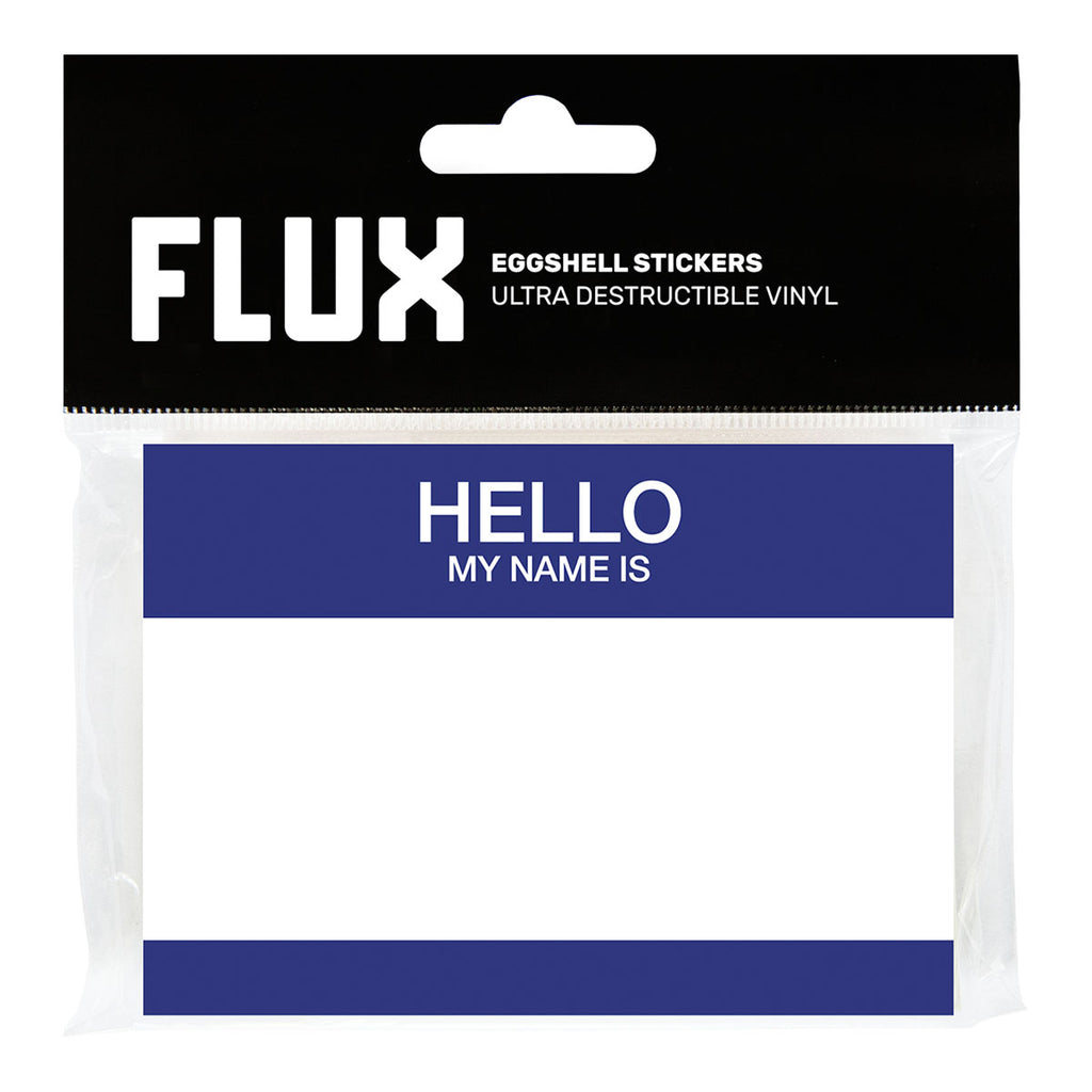 FLUX Eggshell Stickers 50pk - Hello My Name Is - Blue