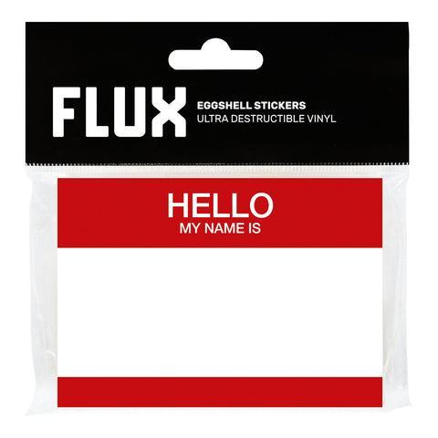 FLUX Eggshell Stickers 50pk - Hello My Name Is - Red