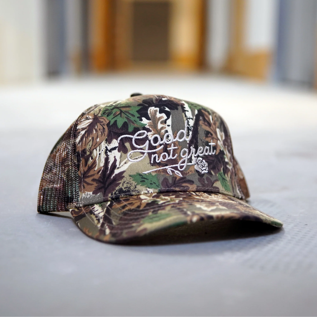 Good Not Great Camo Trucker Cap