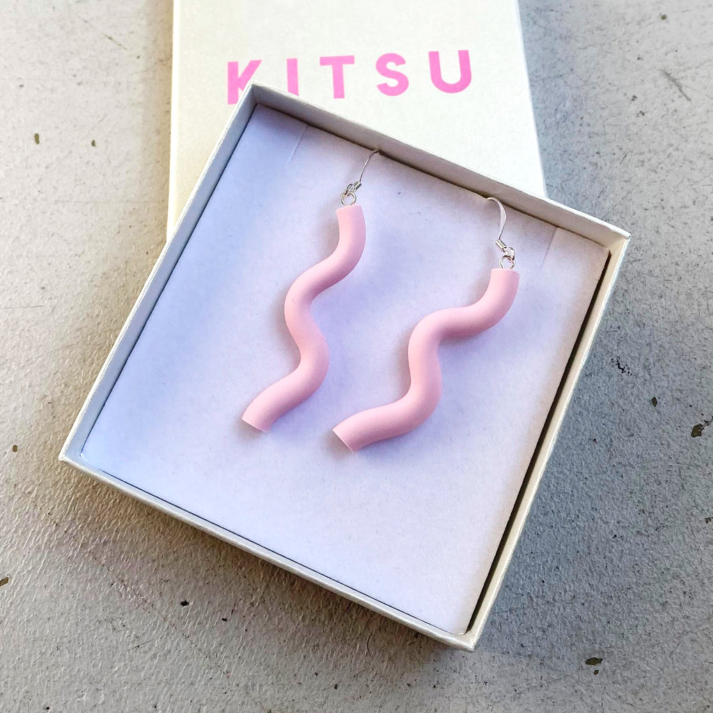 Wave Earrings - Baby Pink