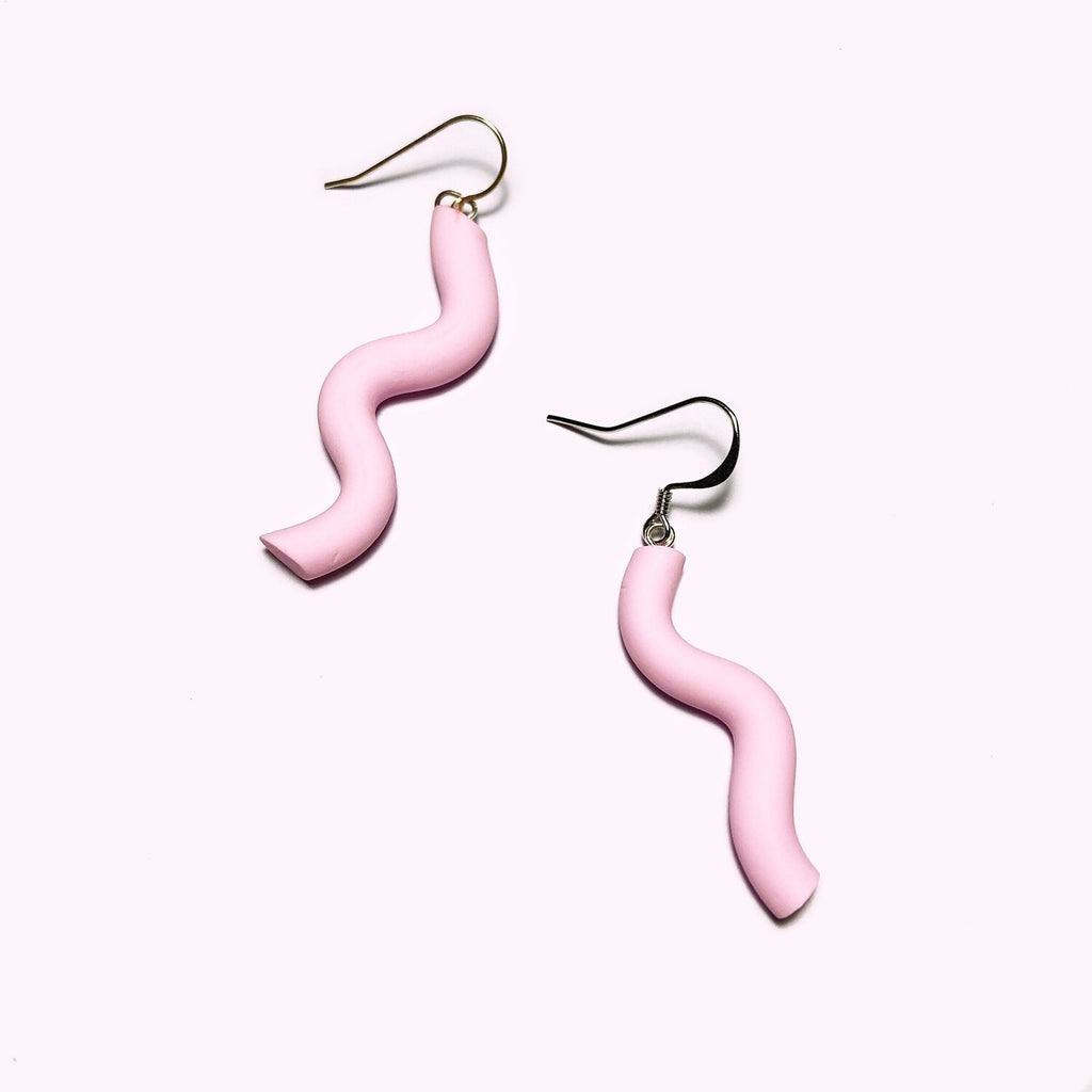 Wave Earrings - Baby Pink